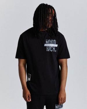 Black/Camo/Blue Hoodrich Territory T-Shirt USA | 640-NCLIGB