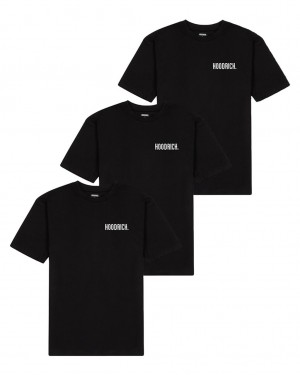 Black/White Hoodrich OG Core 3 Pack T-Shirts USA | 218-QNRHOE