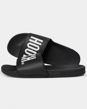 Black/White Hoodrich OG Core Sliders USA | 173-EPMBCJ