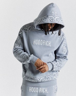 Grey/White Hoodrich Motif Hoodie USA | 318-BFUSDA