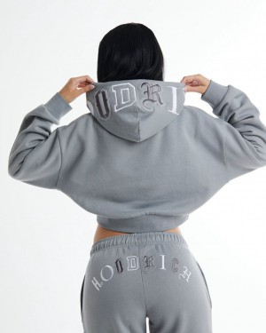 Grey Hoodrich Calor Cropped Hoodie USA | 397-HSENUD