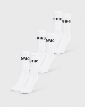 White/Black Hoodrich OG Core 3 Pack Crew Socks USA | 983-CZIPAH