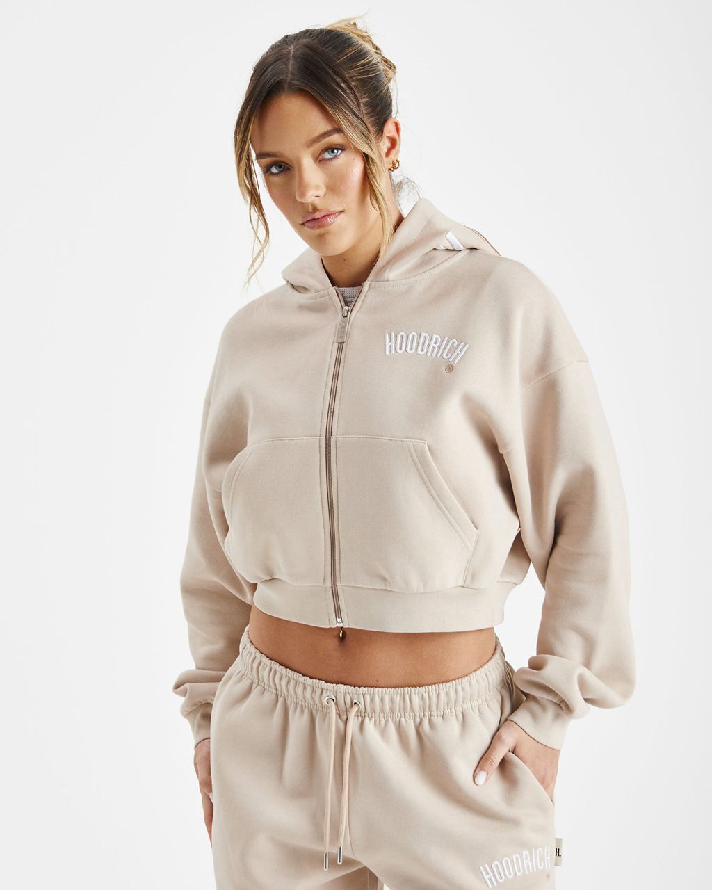 Beige Hoodrich Calor Full Zip Hoodie USA | 614-NJFXHA