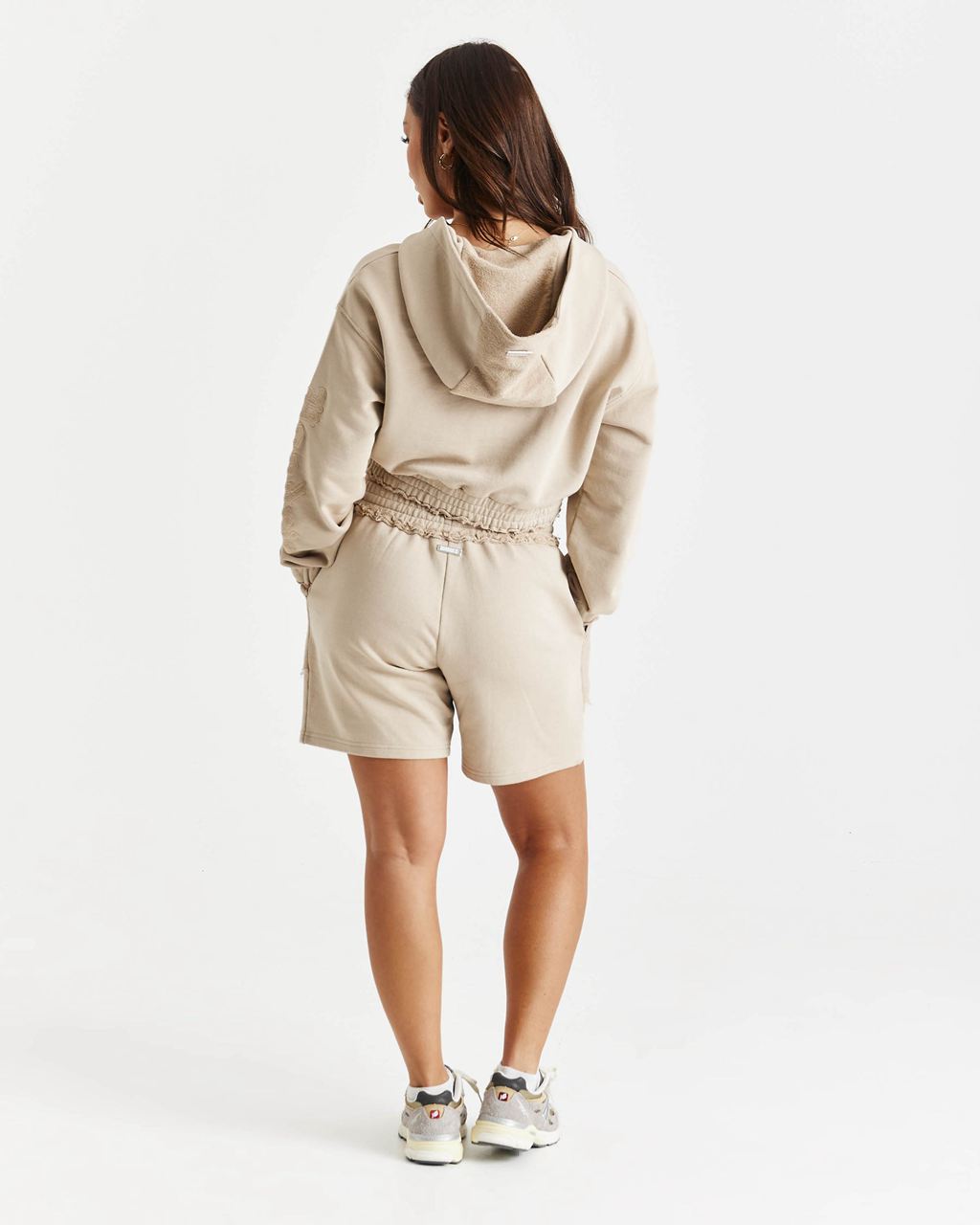 Beige Hoodrich Collision Oversized Sweatshorts USA | 974-VAUITK