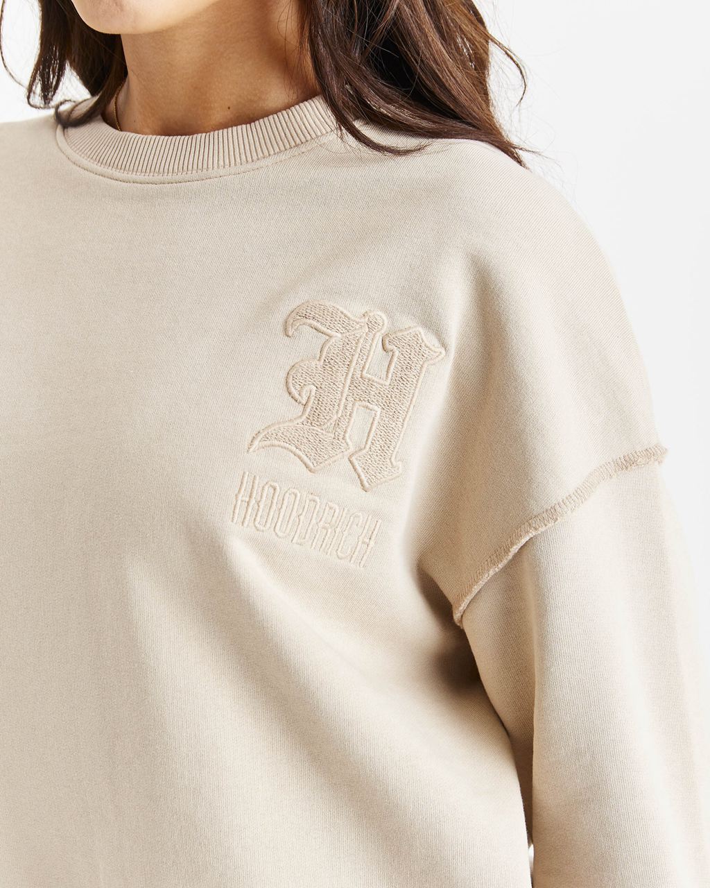 Beige Hoodrich Edge Oversized Sweatshirt USA | 548-XQZMTG