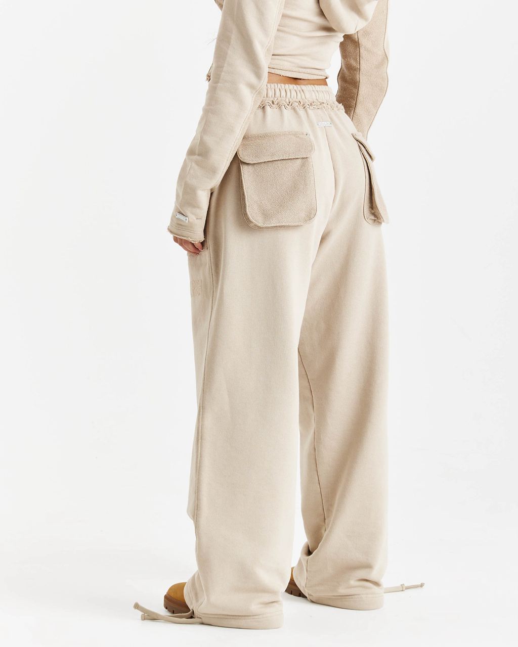 Beige Hoodrich Havoc Oversized Wide Leg Joggers USA | 937-EVIYFW