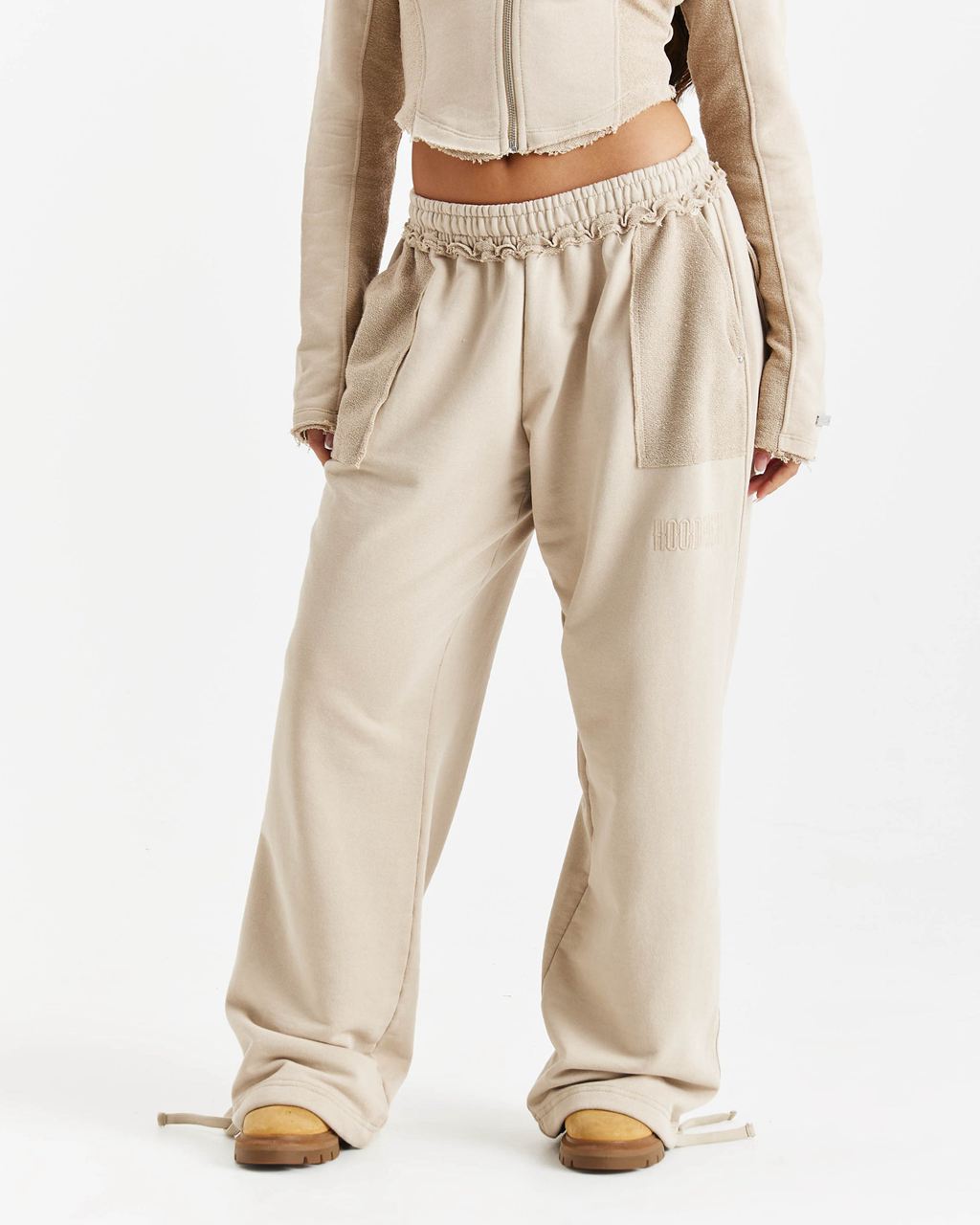 Beige Hoodrich Havoc Oversized Wide Leg Joggers USA | 937-EVIYFW