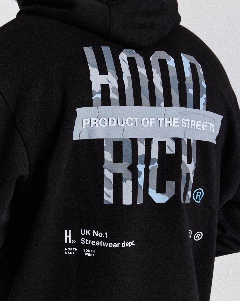 Black/Camo/Blue Hoodrich Territory Hoodie USA | 614-JGSBCW