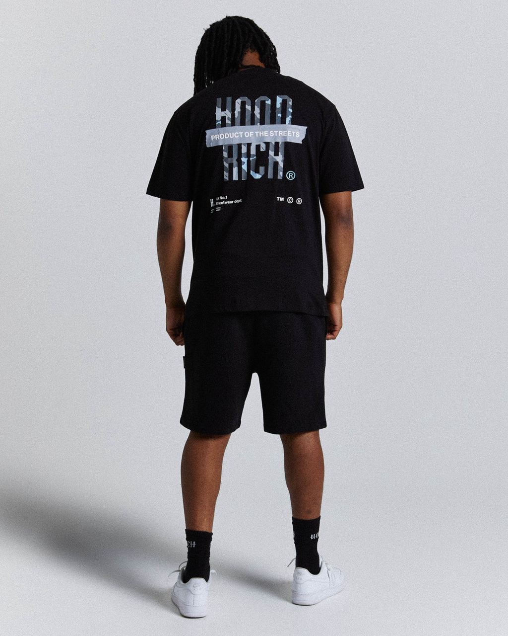 Black/Camo/Blue Hoodrich Territory T-Shirt USA | 640-NCLIGB