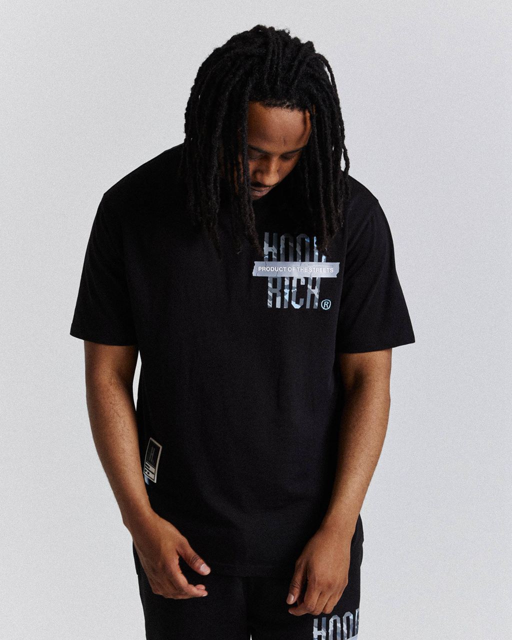 Black/Camo/Blue Hoodrich Territory T-Shirt USA | 640-NCLIGB