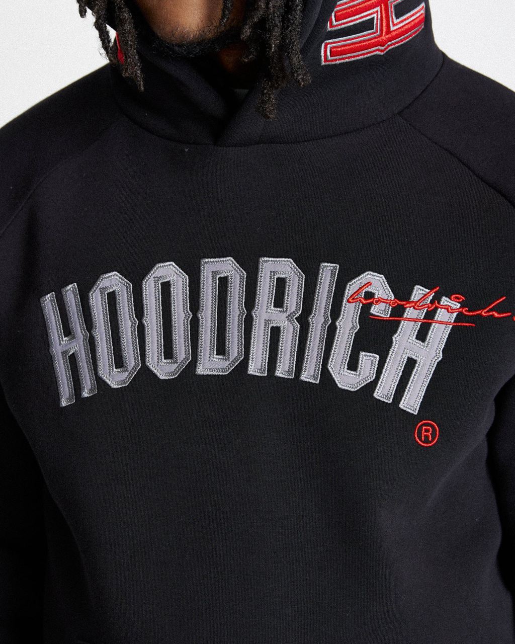 Black/Grey/Red Hoodrich Stature Hoodie USA | 958-OJDQUS