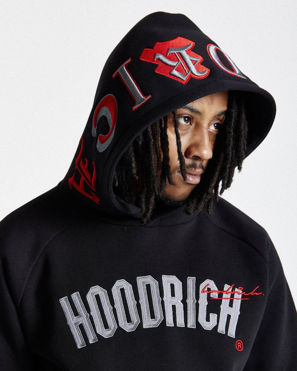 Black/Grey/Red Hoodrich Stature Hoodie USA | 958-OJDQUS