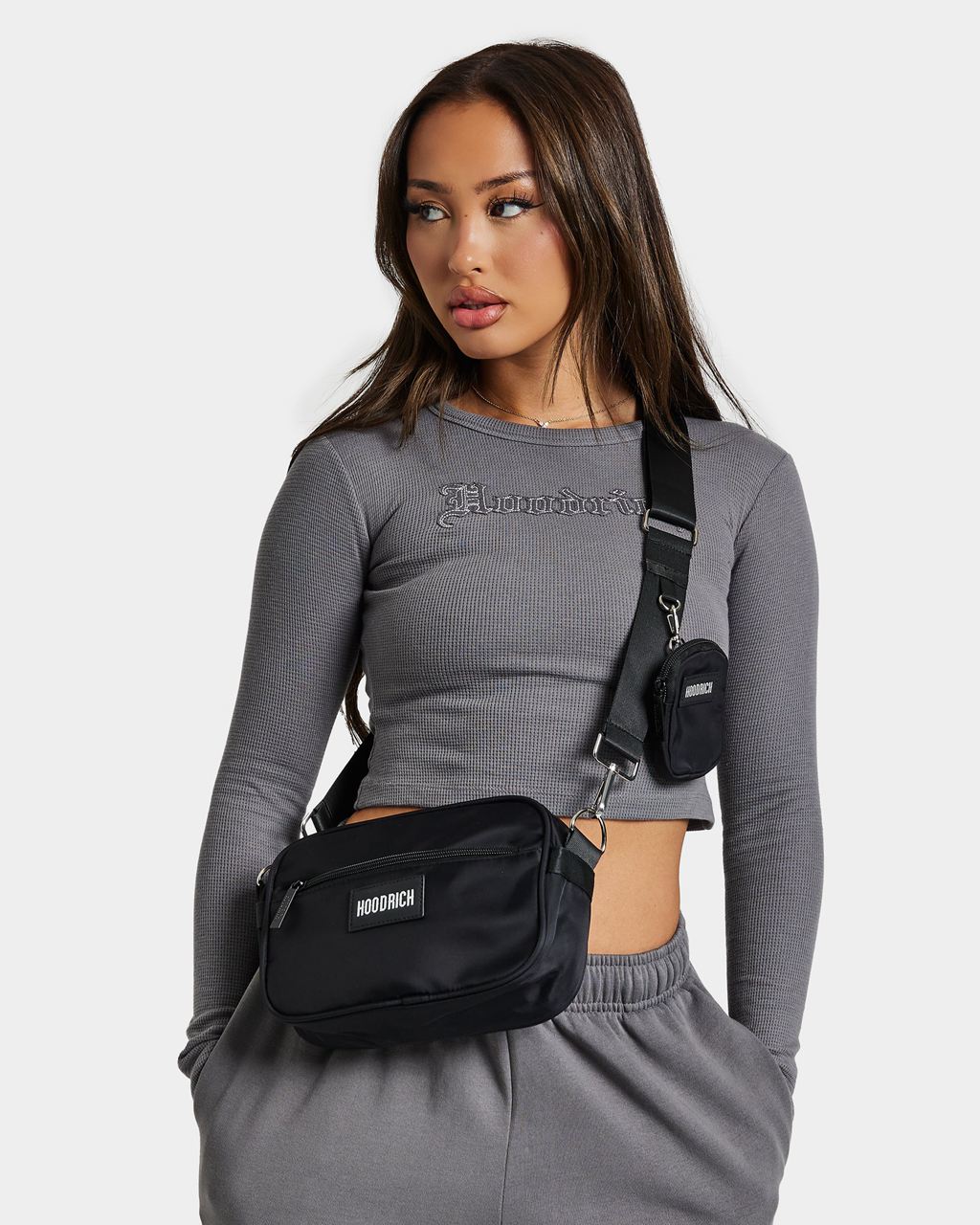 Black/Silver Hoodrich OG Core Cross Body Bag USA | 016-ZJPNHC