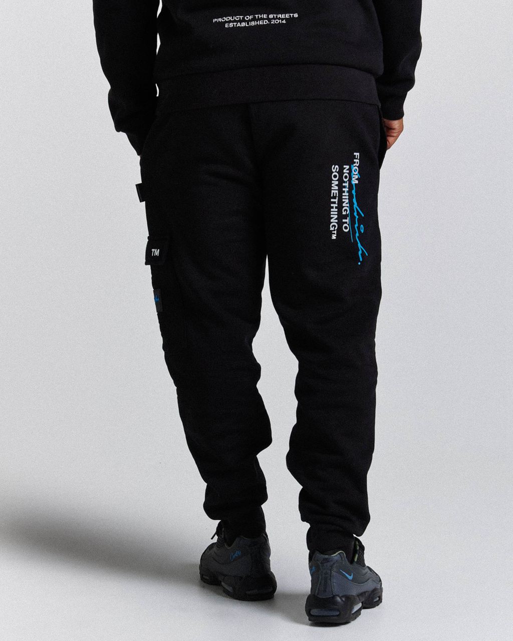 Black/White/Blues Hoodrich Flames Joggers USA | 163-BXLMJS