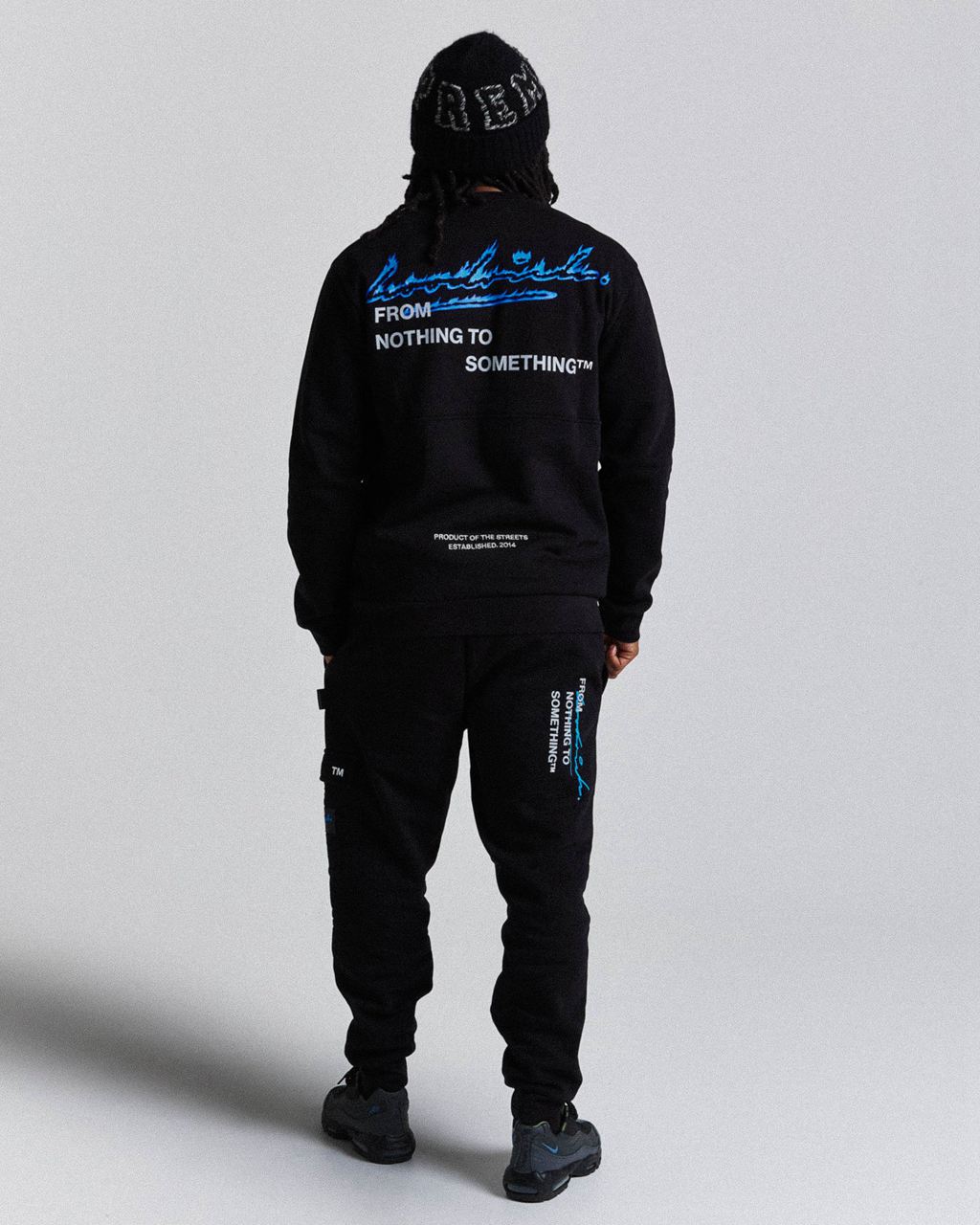 Black/White/Blues Hoodrich Flames Joggers USA | 163-BXLMJS