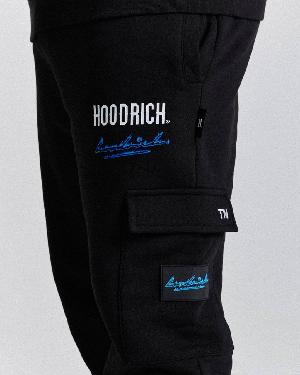 Black/White/Blues Hoodrich Flames Joggers USA | 163-BXLMJS