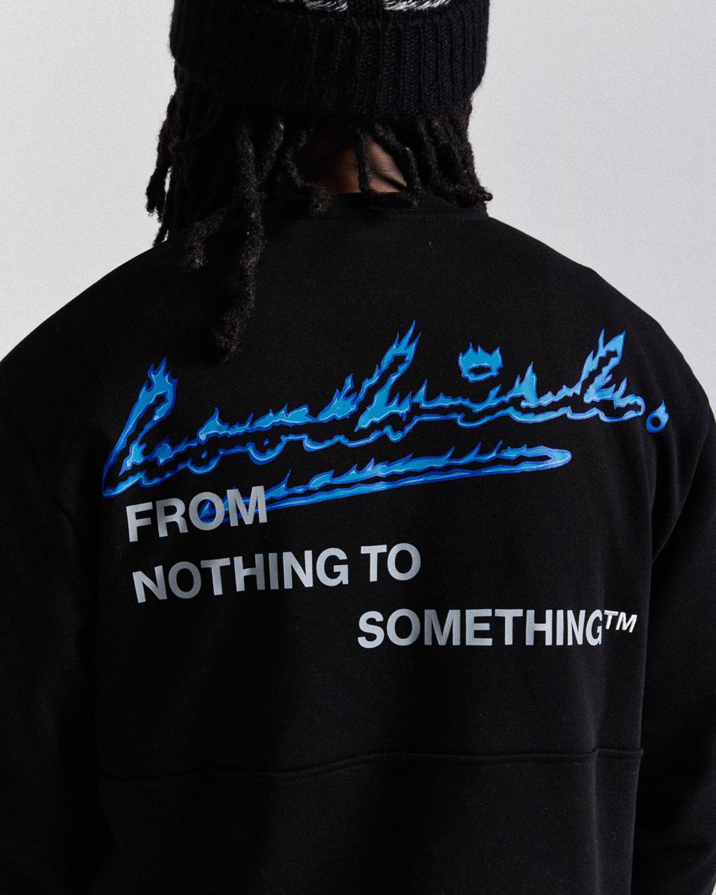 Black/White/Blues Hoodrich Flames Sweatshirt USA | 726-PJQXWY