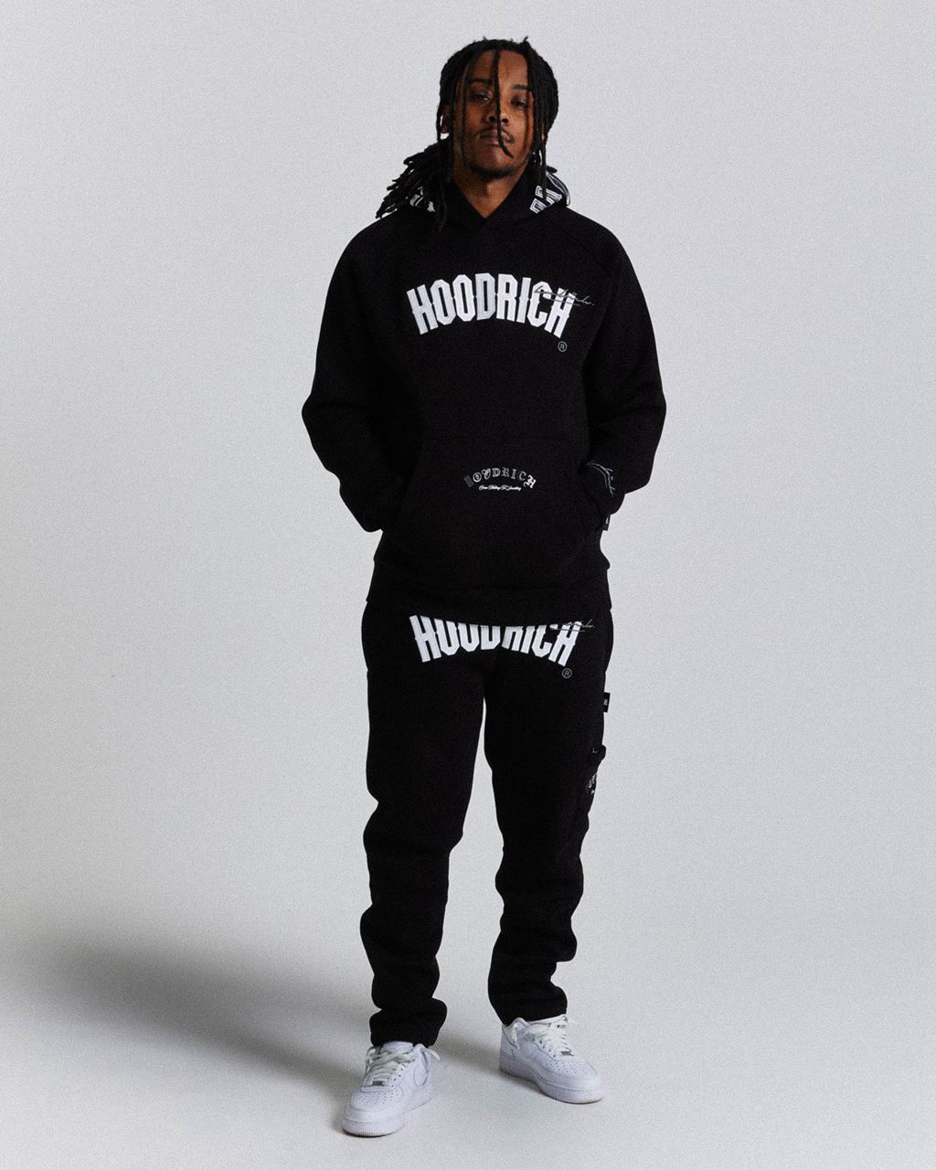 Black/White/Grey Hoodrich Stature Hoodie USA | 814-OYAUIF