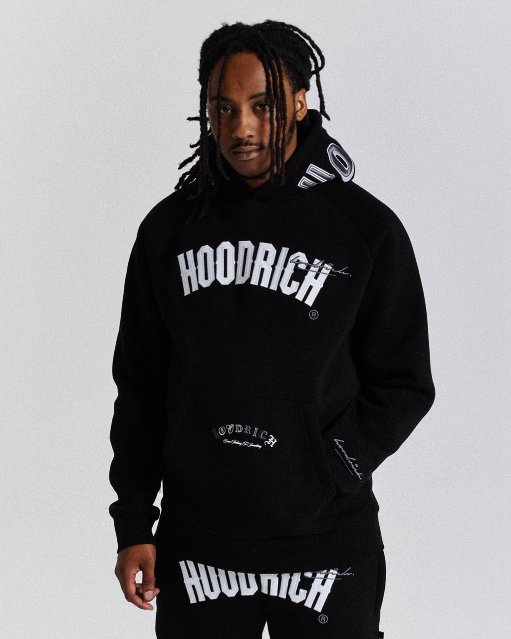 Black/White/Grey Hoodrich Stature Hoodie USA | 814-OYAUIF