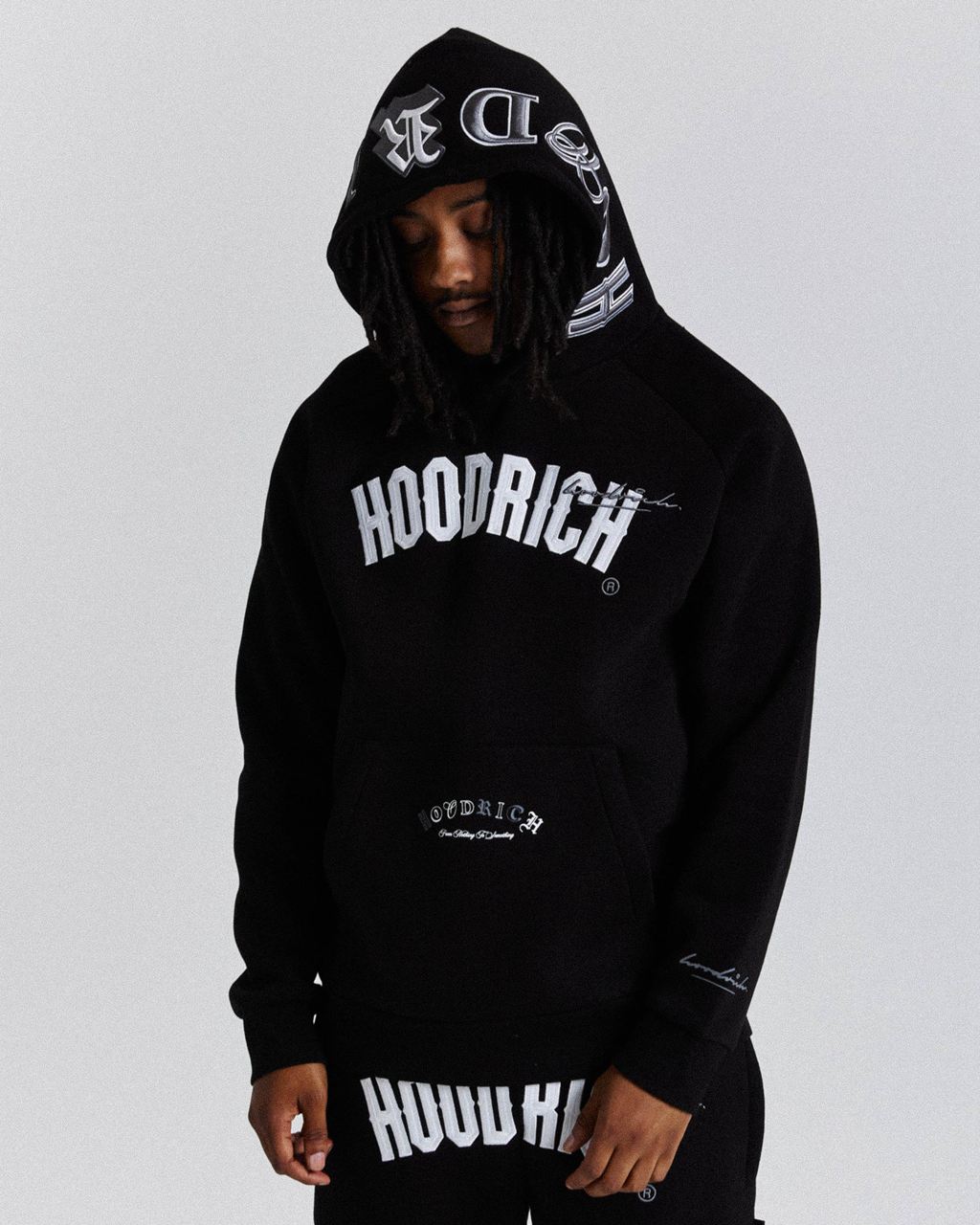 Black/White/Grey Hoodrich Stature Hoodie USA | 814-OYAUIF