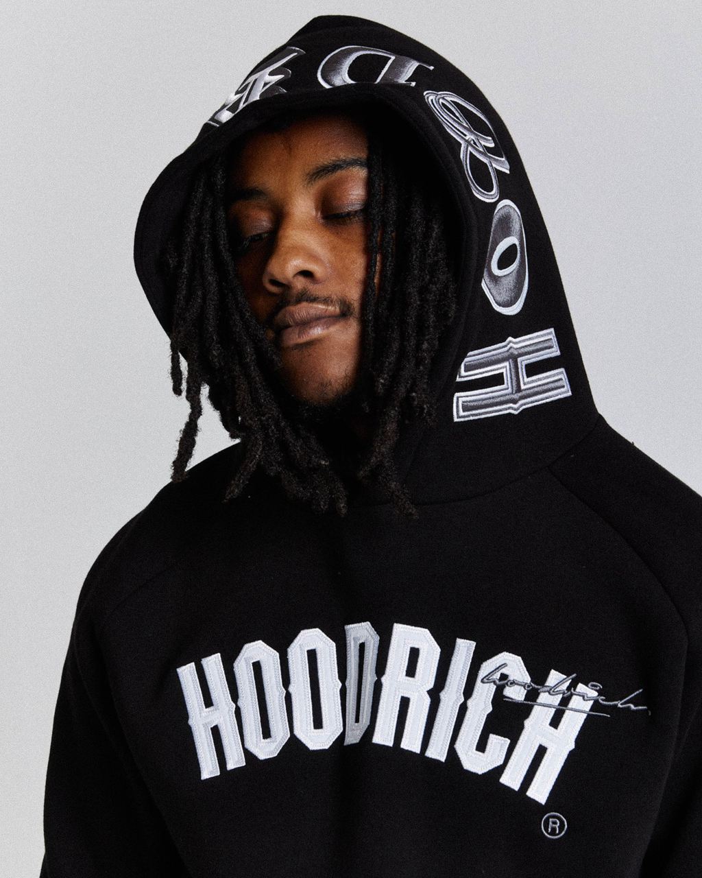 Black/White/Grey Hoodrich Stature Hoodie USA | 814-OYAUIF