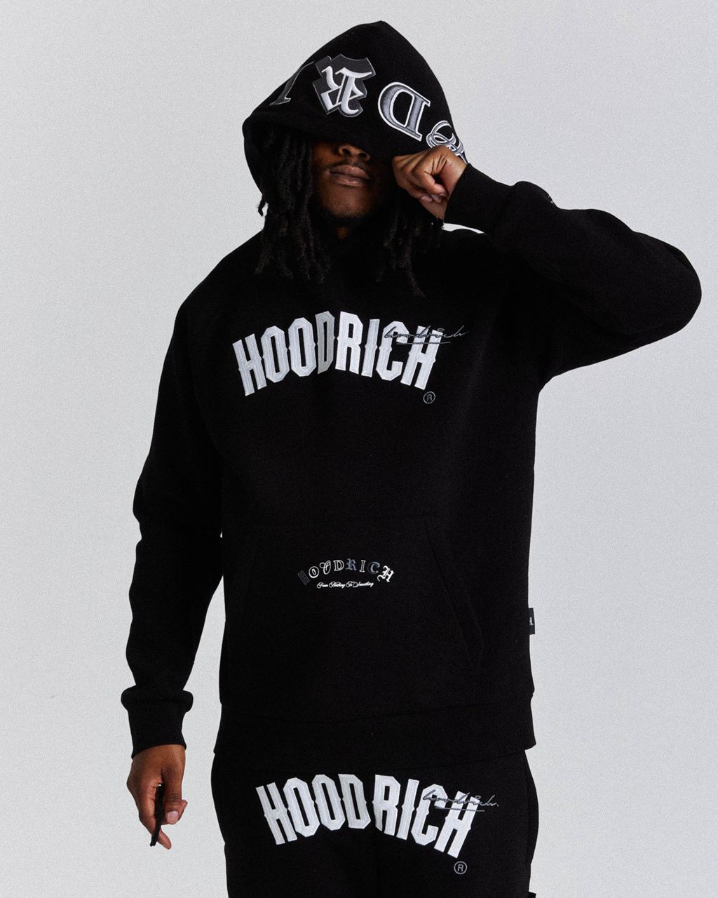 Black/White/Grey Hoodrich Stature Hoodie USA | 814-OYAUIF