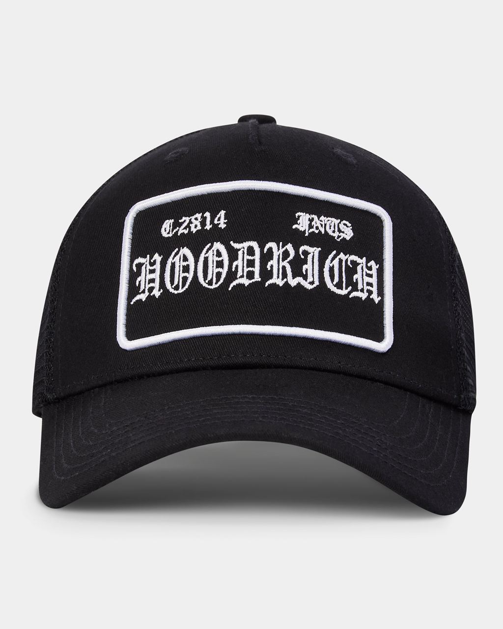 Black/White Hoodrich OG Block 5 Panel Trucker Cap USA | 684-BFUAJT