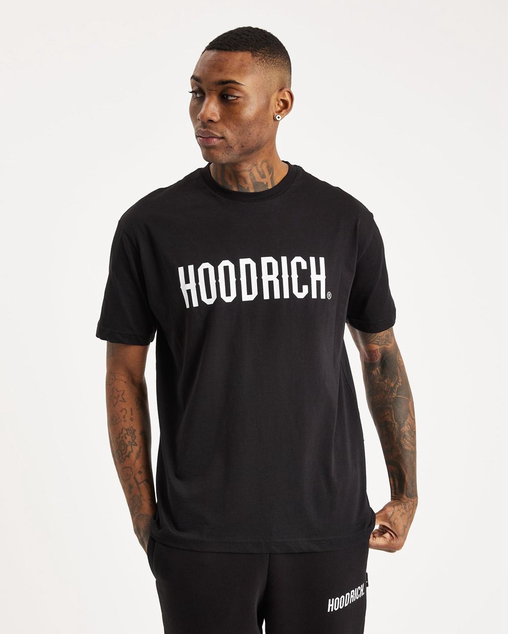 Black/White Hoodrich OG Core T-Shirt USA | 307-THDYIB