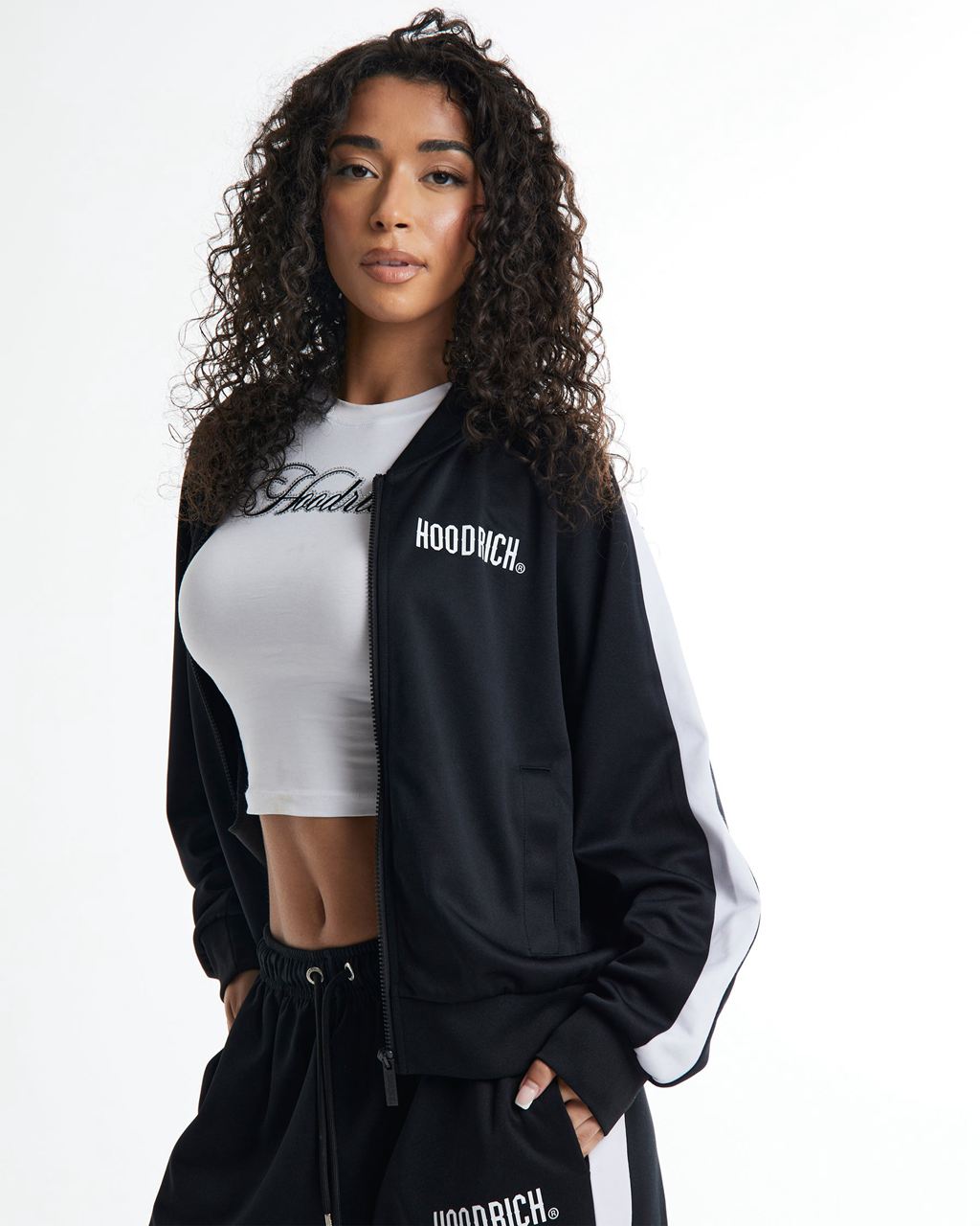 Black/White Hoodrich Selena Track Top USA | 401-ERAUGY