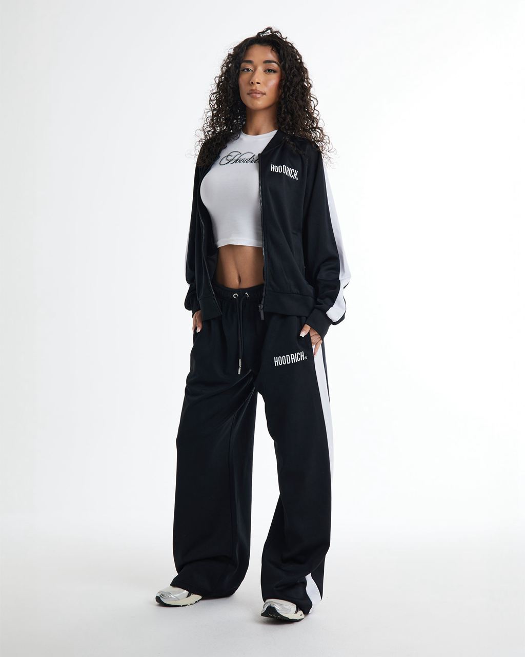 Black/White Hoodrich Selena Wide Leg Joggers USA | 546-OJPVIR