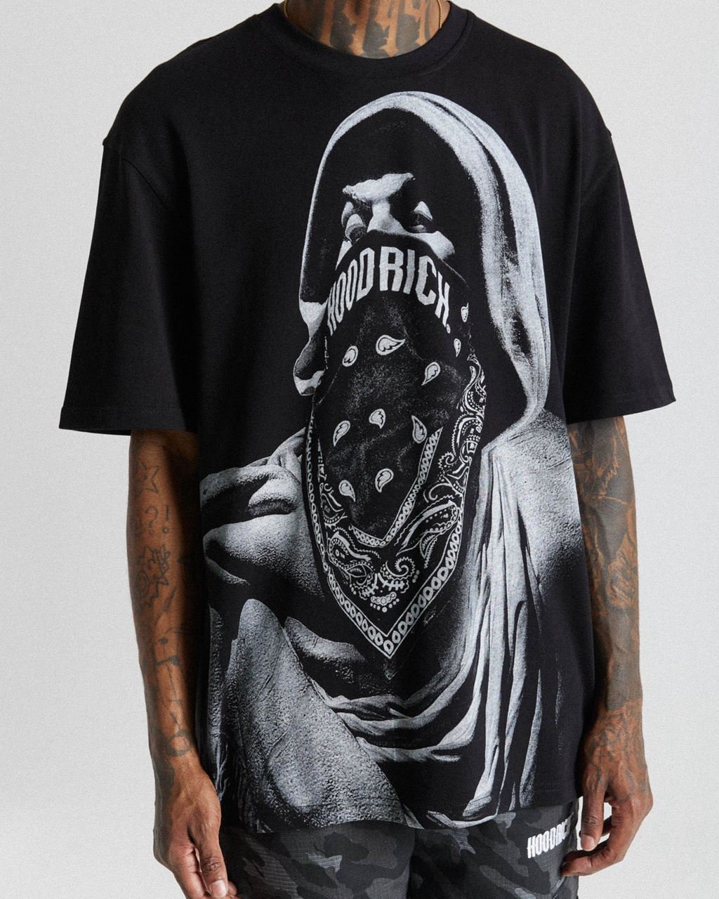 Black Hoodrich Renaissance Neptune T-Shirt USA | 038-QDGIHY