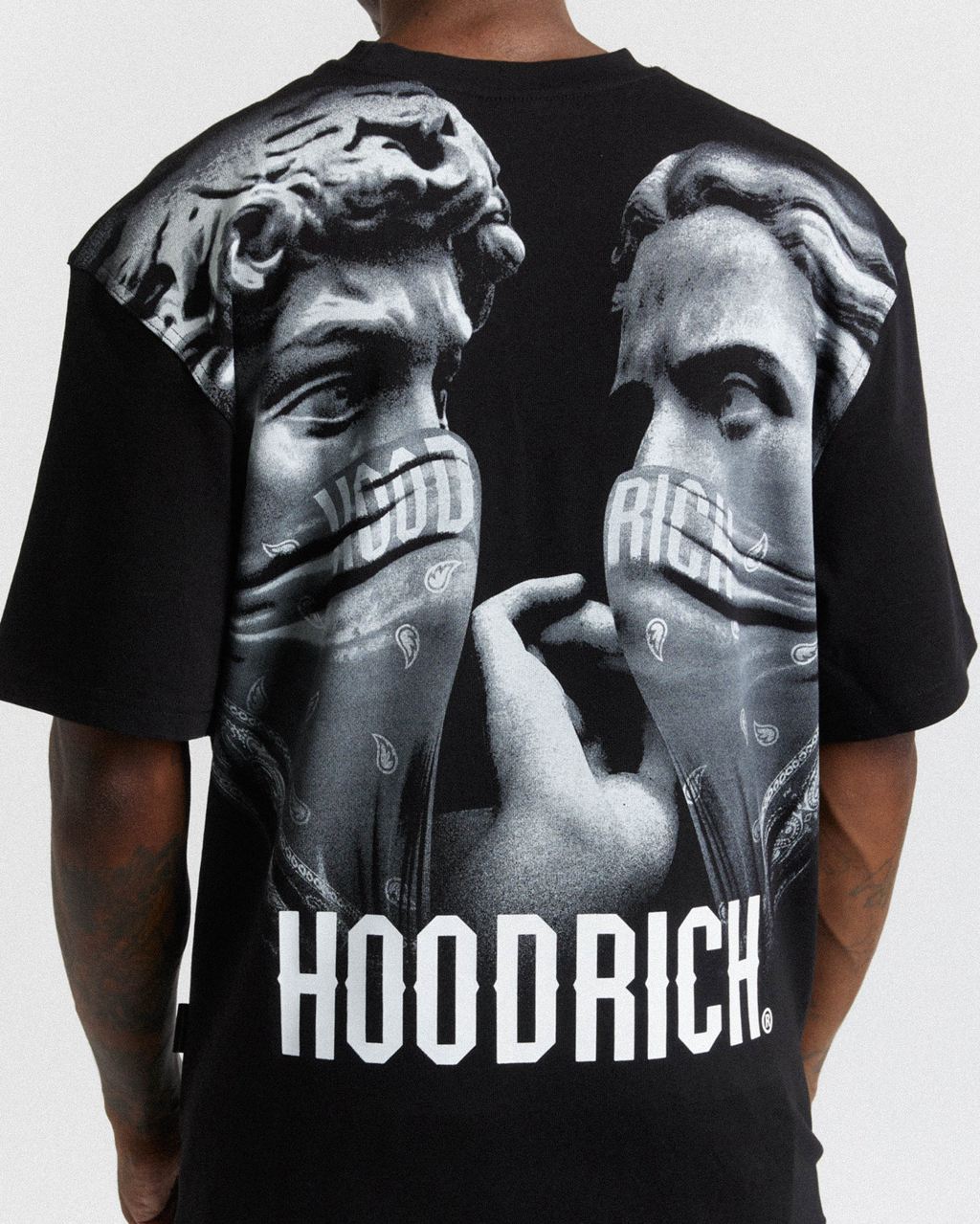 Black Hoodrich Renaissance Resurgence T-Shirt USA | 432-JLXCYH