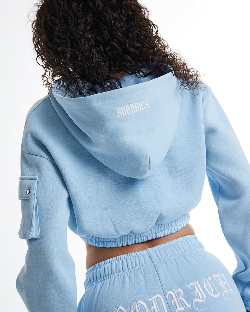 Blue/White Hoodrich Dusk Full Zip Cropped Hoodie USA | 697-ABWYZC