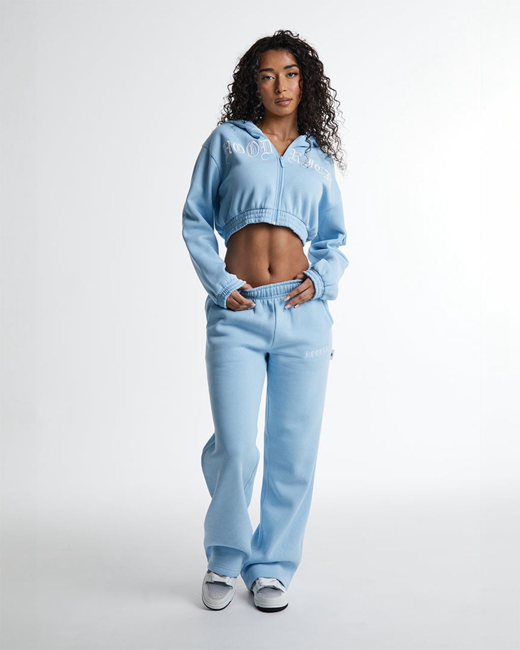 Blue/White Hoodrich Dusk Full Zip Cropped Hoodie USA | 697-ABWYZC