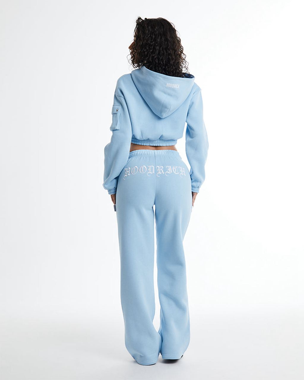 Blue/White Hoodrich Dusk Full Zip Cropped Hoodie USA | 697-ABWYZC