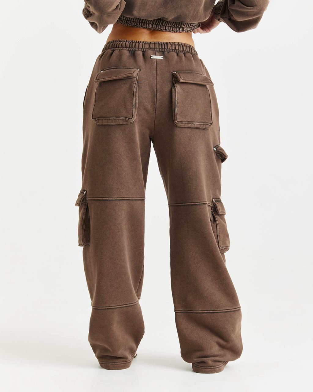 Brown Hoodrich Collision Oversized Wide Leg Joggers USA | 857-NCZKDT