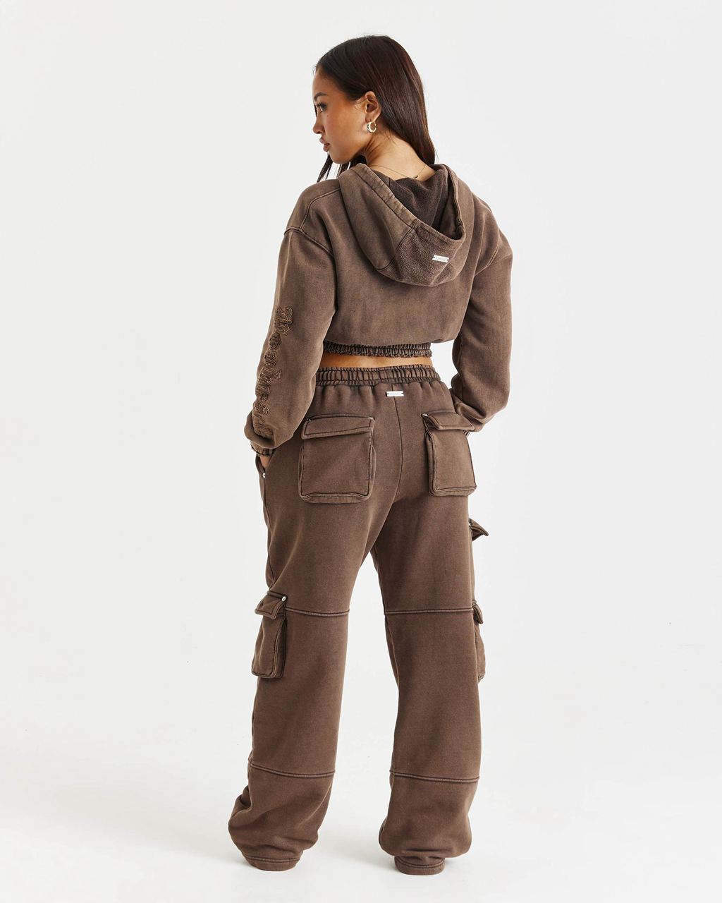 Brown Hoodrich Collision Oversized Wide Leg Joggers USA | 857-NCZKDT