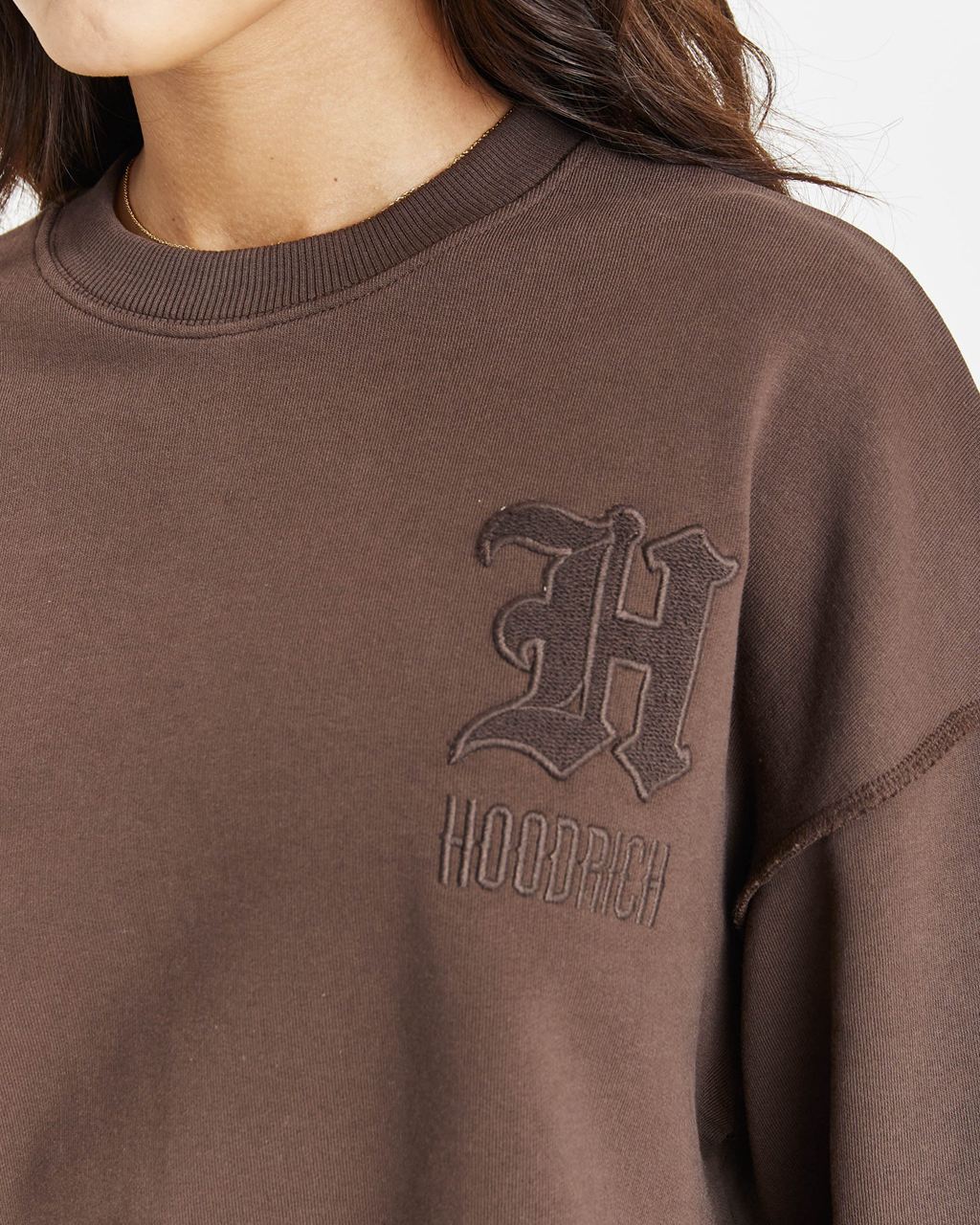 Brown Hoodrich Edge Oversized Sweatshirt USA | 970-QFKRSG