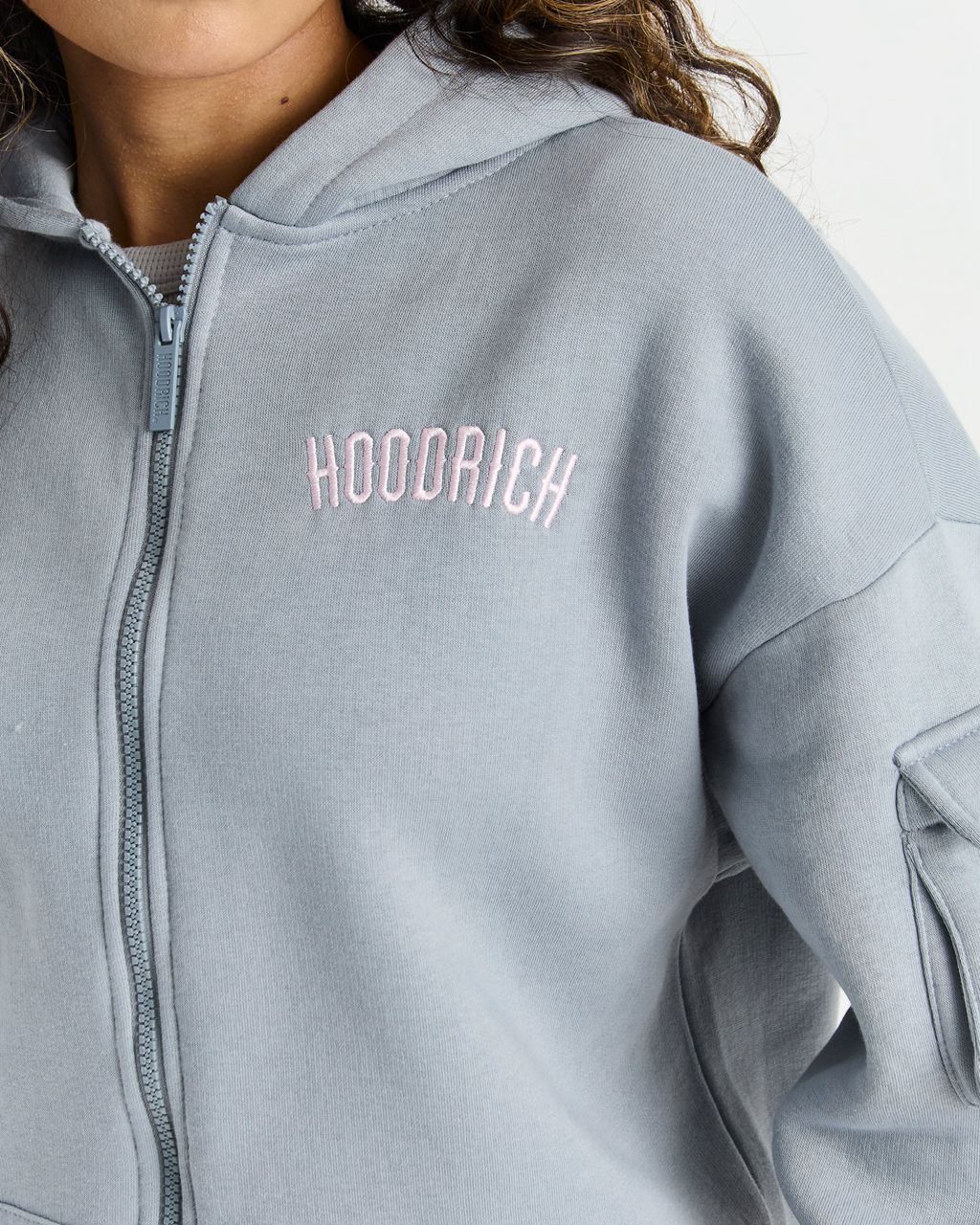 Grey/Pink Hoodrich Luna Full Zip Hoodie USA | 138-YGVTQZ