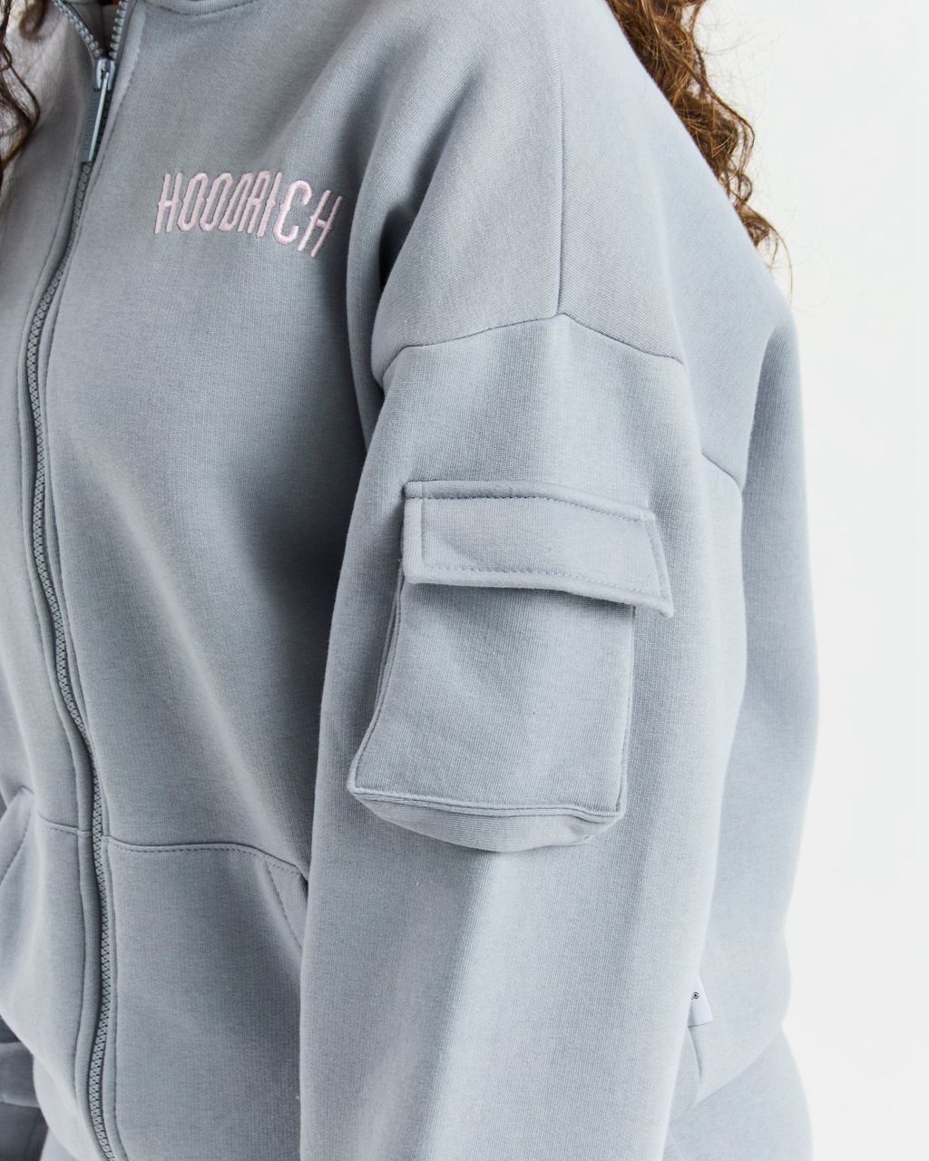 Grey/Pink Hoodrich Luna Full Zip Hoodie USA | 138-YGVTQZ