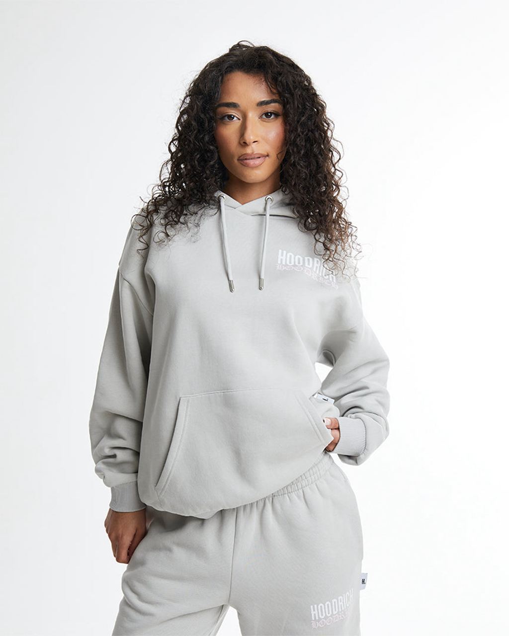 Grey/White/Pink Hoodrich Flex Oversized Hoodie USA | 268-YVFRTB