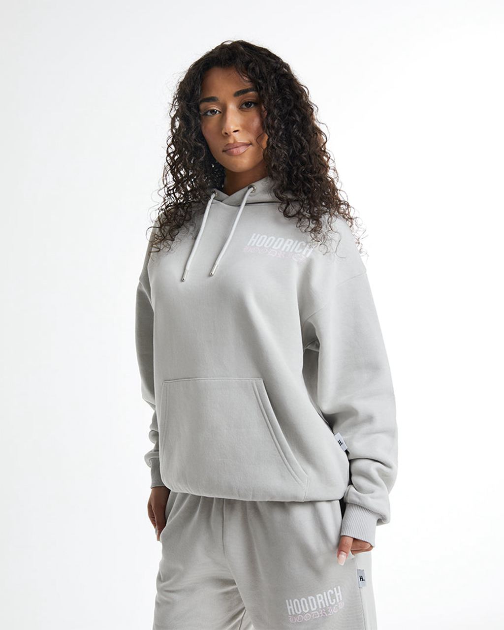 Grey/White/Pink Hoodrich Flex Oversized Hoodie USA | 268-YVFRTB