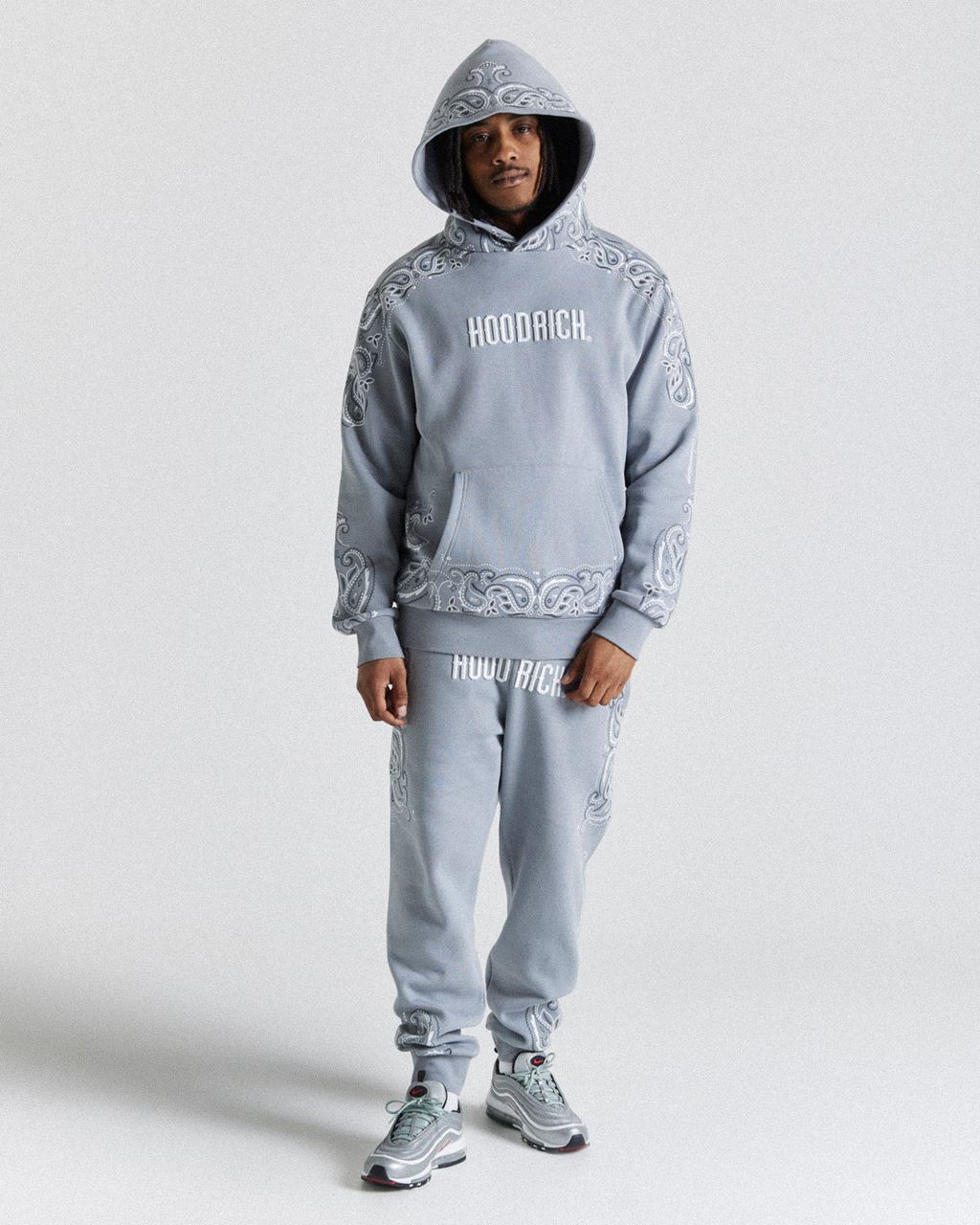 Grey/White Hoodrich Motif Hoodie USA | 318-BFUSDA