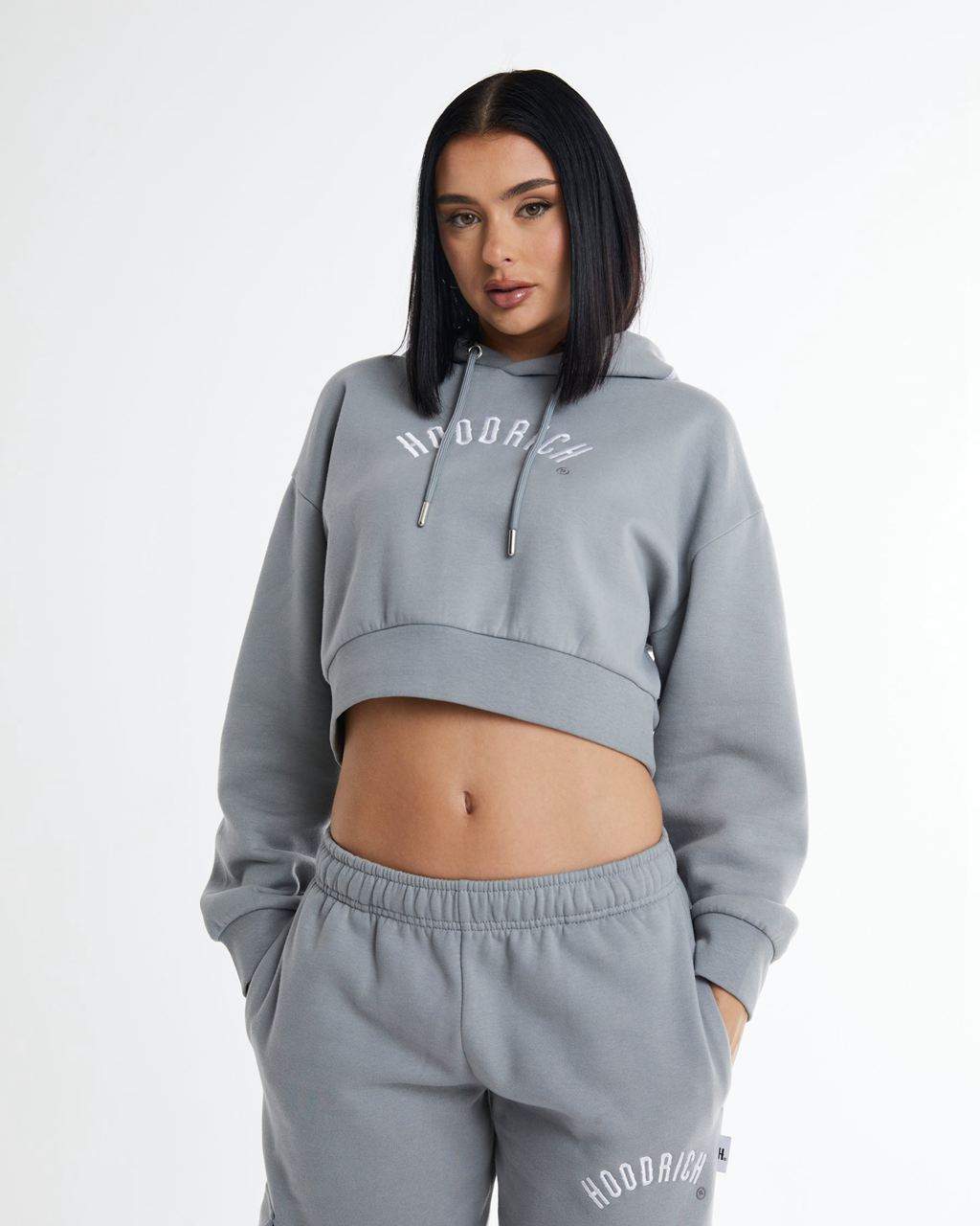 Grey Hoodrich Calor Cropped Hoodie USA | 397-HSENUD