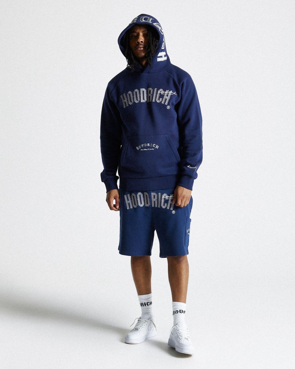 Navy/White Hoodrich Stature Hoodie USA | 634-IOQYJF