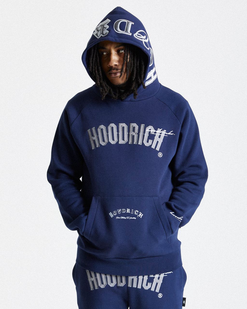 Navy/White Hoodrich Stature Hoodie USA | 634-IOQYJF