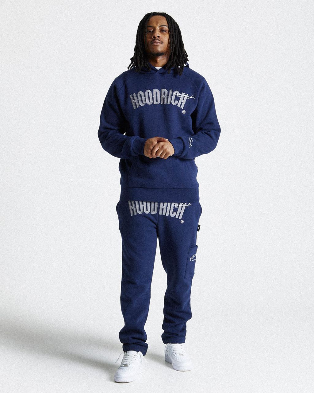 Navy/White Hoodrich Stature Hoodie USA | 634-IOQYJF