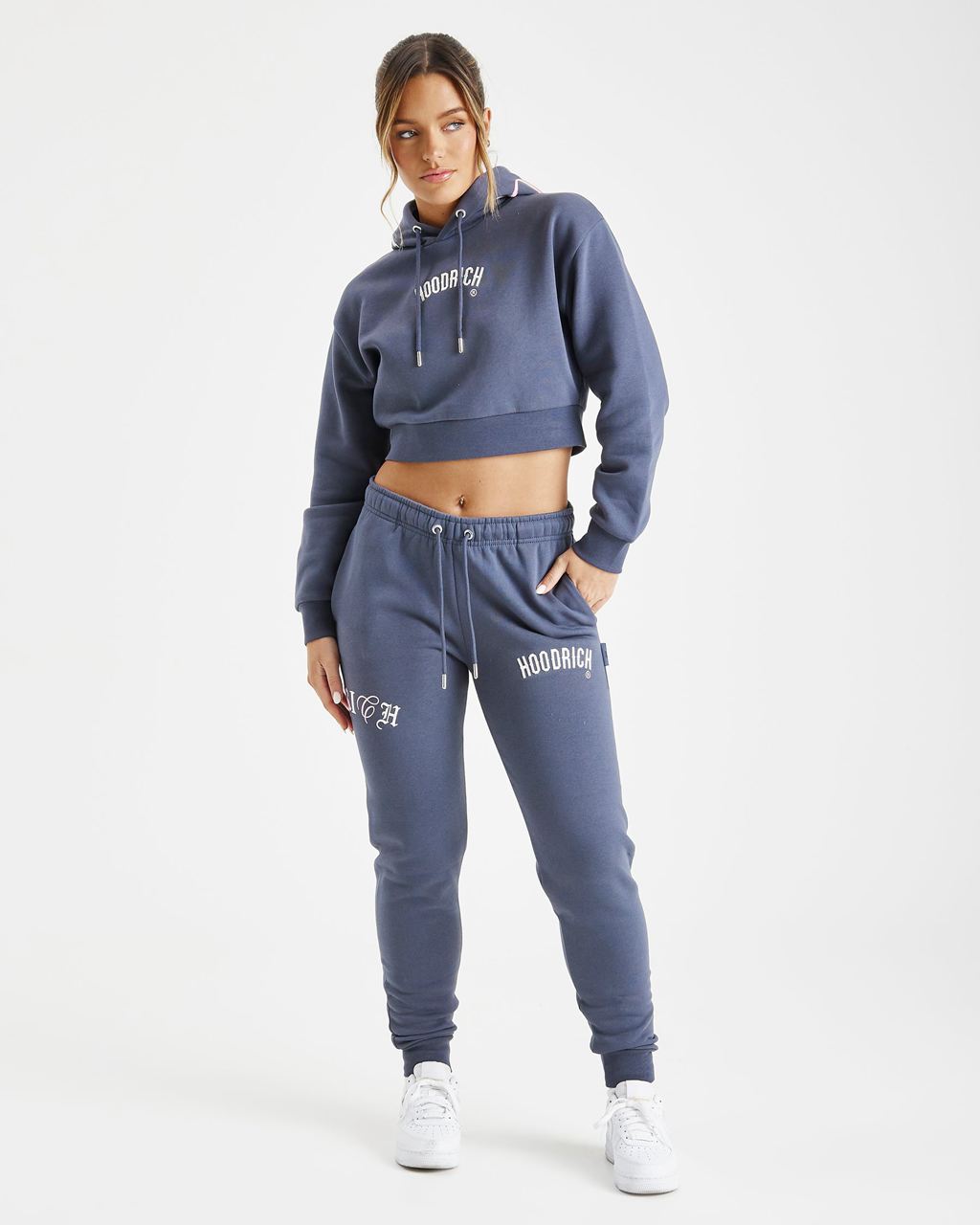 Navy Hoodrich Calor Cropped Hoodie USA | 807-SIUWNZ