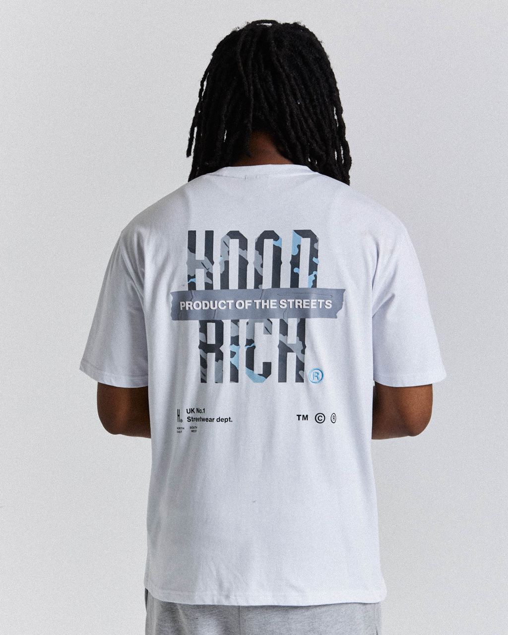 White/Blue Hoodrich Territory T-Shirt USA | 917-YXODPV