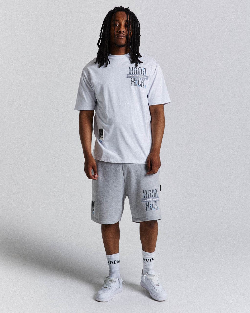 White/Blue Hoodrich Territory T-Shirt USA | 917-YXODPV